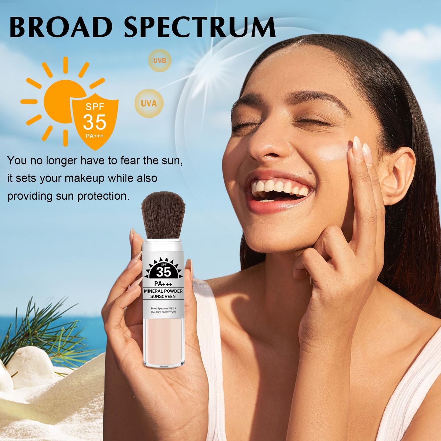 IONSGAKO Mineral Powder Sunscreen SPF35 Setting Powder for Face,Translucent