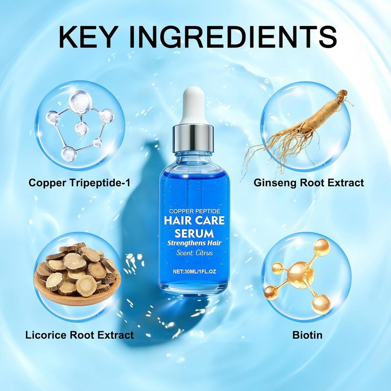 Copper Peptide Hair Growth Serum - Strengthen & Nourish Hair with Licorice Root & Ginseng | 1 Fl Oz