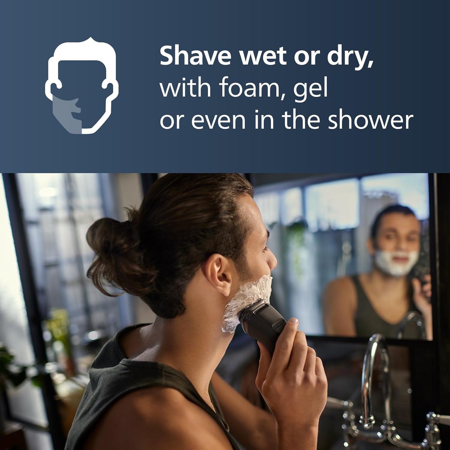 Philips Norelco Shaver 2400 Series - Wet & Dry Electric Shaver with Pop-Up Trimmer | Deep Black, Model X3001/90