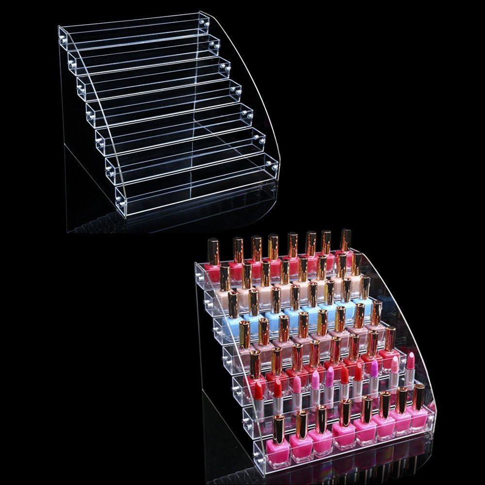 Essential Oils Nail Polish Rack - 7-Tier Acrylic Organizer for Lipstick & Dropper Bottles | Tall Display Shelf for Countertop
