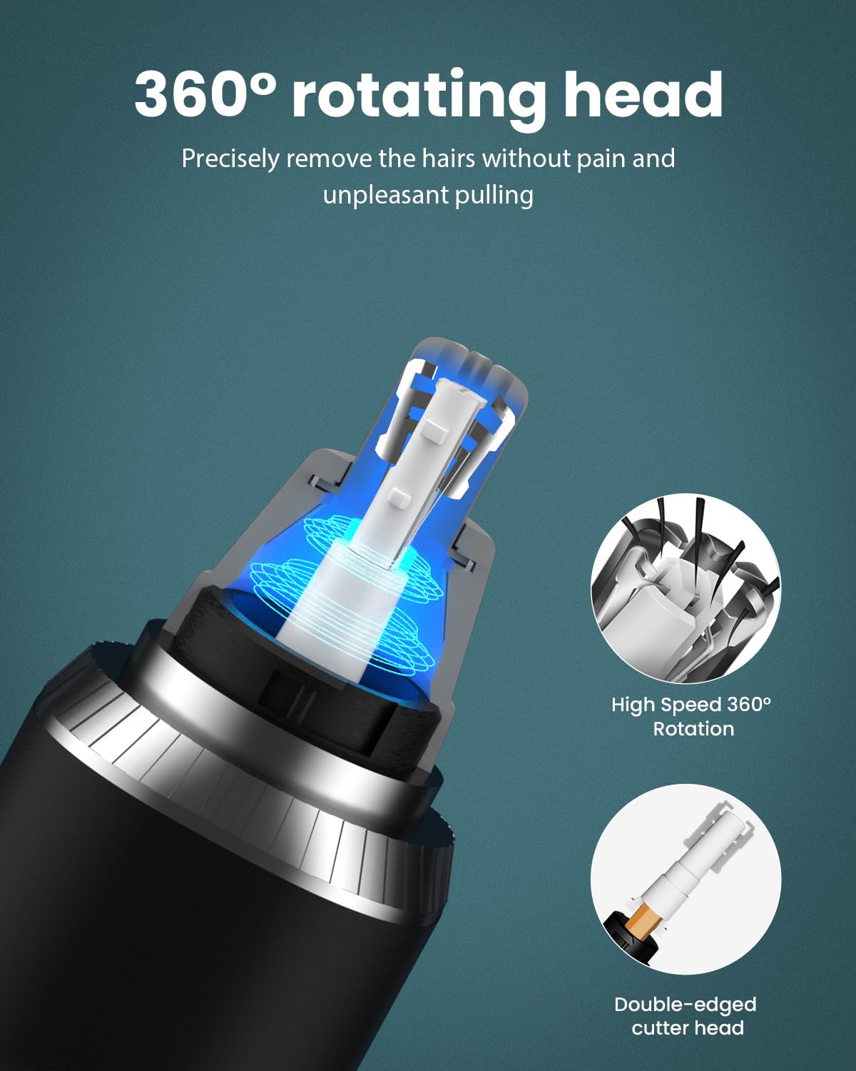 Ginity Ear & Nose Hair Trimmer with LED Display for Men Women,Painless USB Rechargeable Eyebrow & Facial & Nose Hair Trimmer Clipper,Professional IPX7 Waterproof Dual Edge Blades