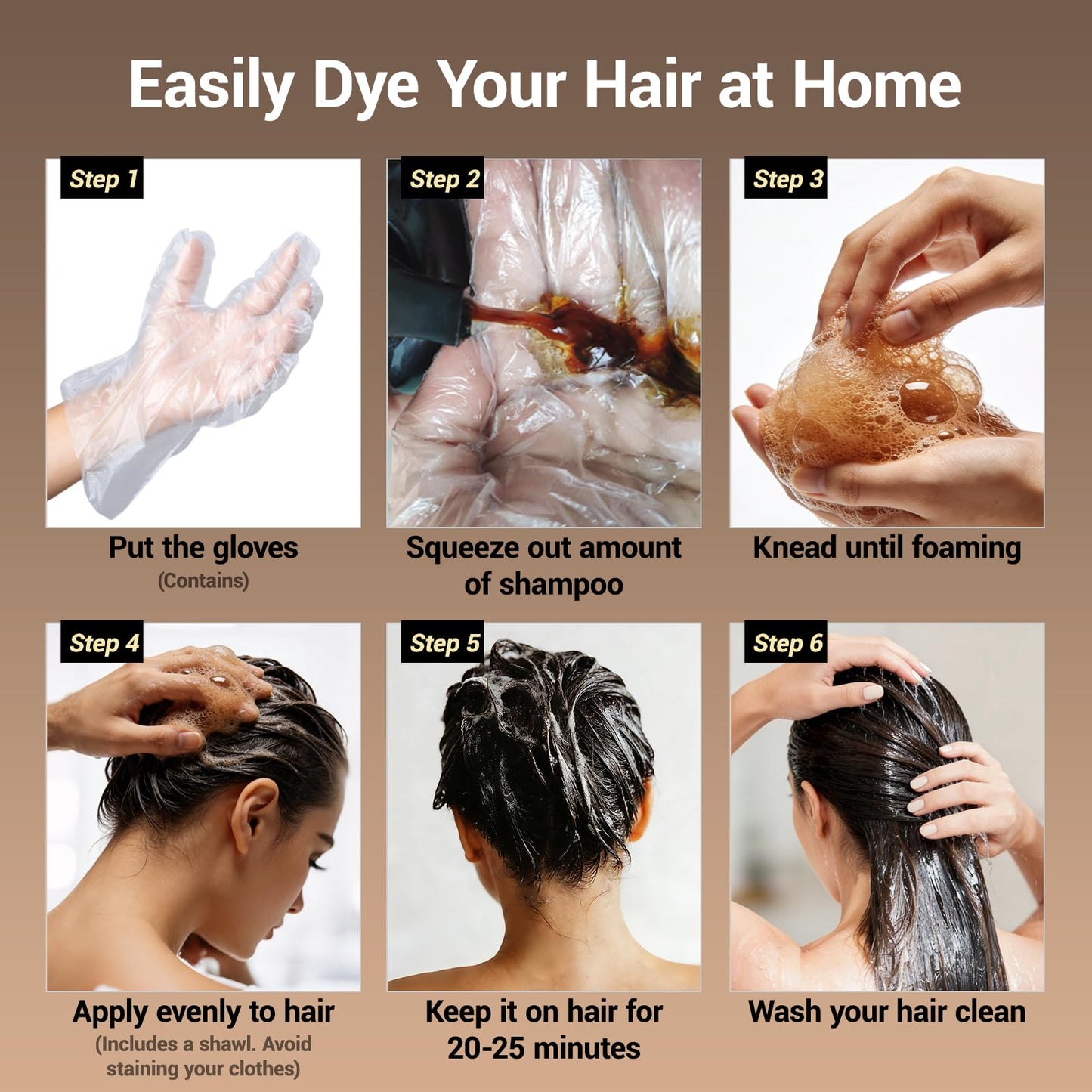 IIIMEIDU Hair Dye Shampoo for Gray Hair Coverage, 3 in 1 Natural Black Dye for Women Men, 500ml