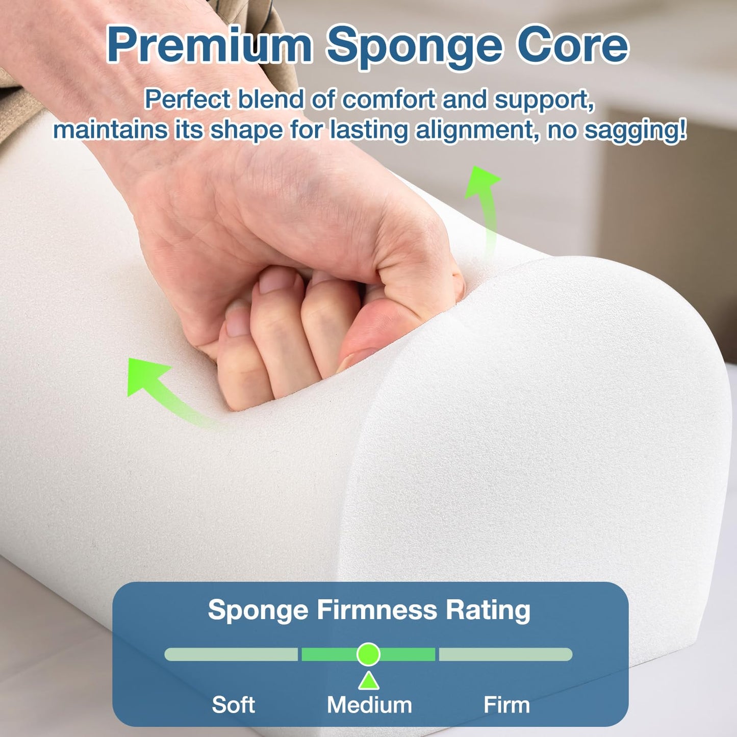 Noverlife 3/4 Round Massage Bolster, 26x6x6 inch Leg Bolster for Massage Table with Strap Handle PU Leather Bolster Pillow for Legs, Physical Therapy Bolsters Under Back Knee Ankles Pain Relief - Blue