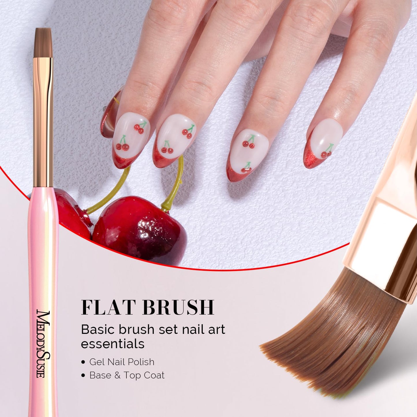 MelodySusie 3Pcs Nail Art Clean Up Brushes,Flat/Oval/Angled Gel Nail Brushes,For Nail Art Design Painting DIY and Cleaning Polish Mistake on the Cuticles Or Gel Application