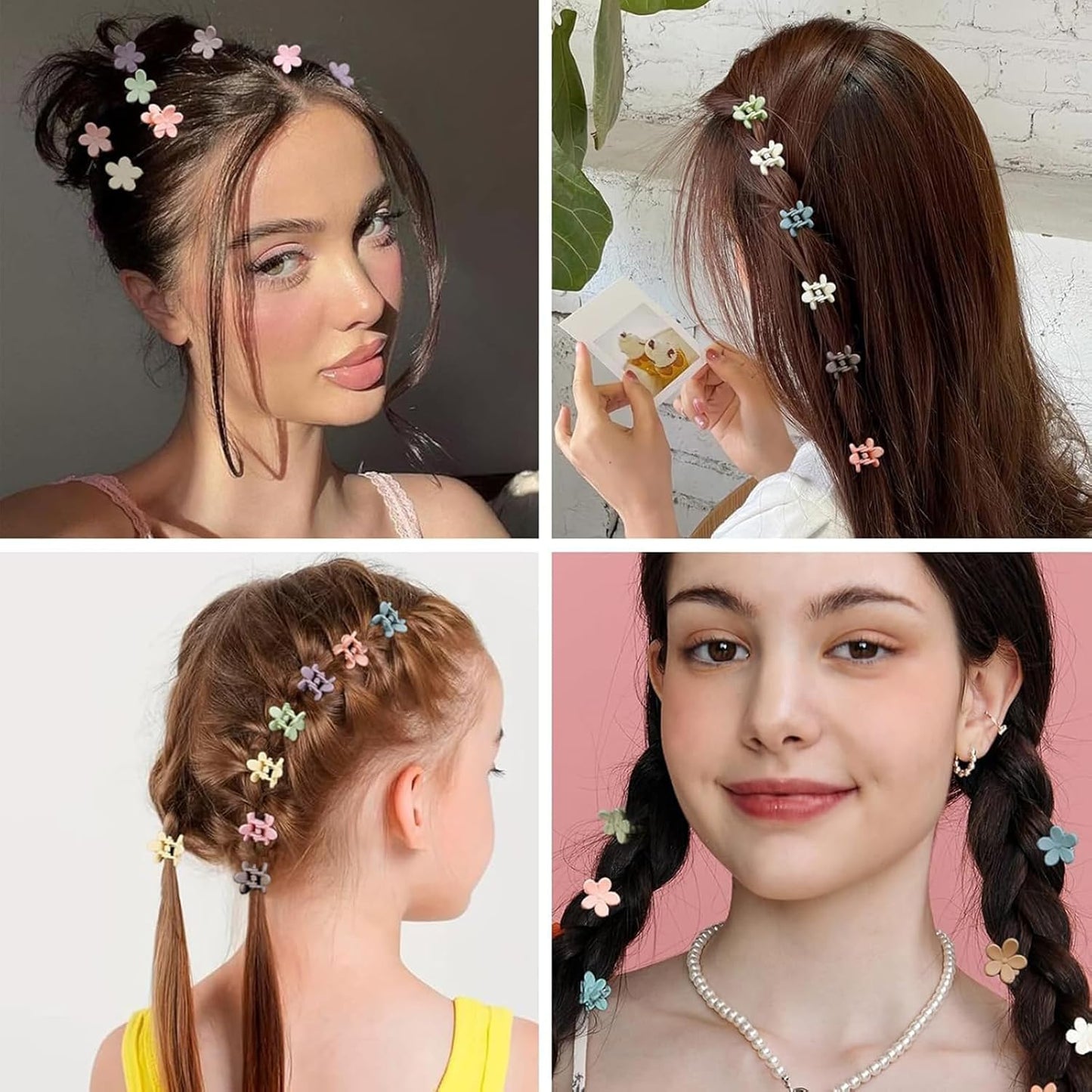 Mini Flower Hair Clips - 100 Pcs Colorful Tiny Claw Clips for Girls & Women | Cute Matte Hair Accessories
