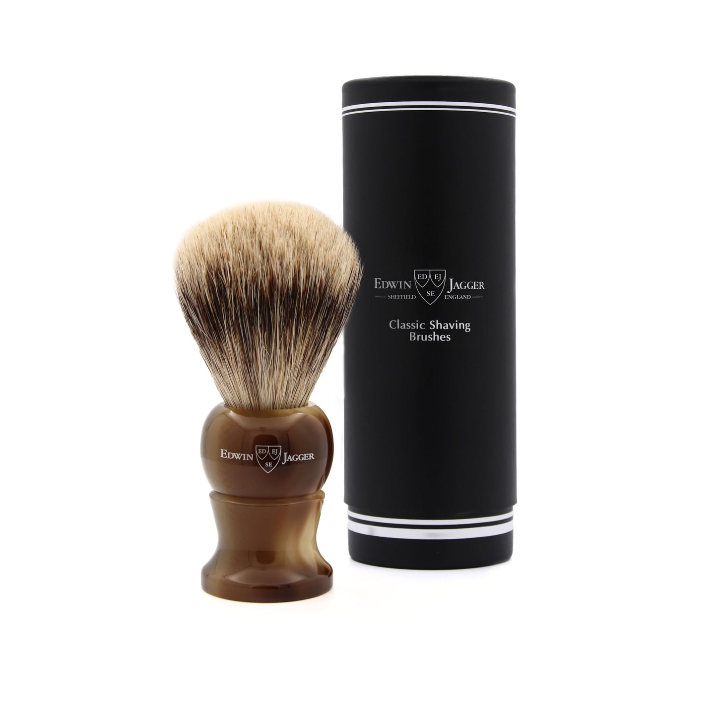Edwin Jagger 1EJ282 Medium Super Badger Shaving Brush, Imitation Light Horn for use with Shaving Cream or Soap for Men