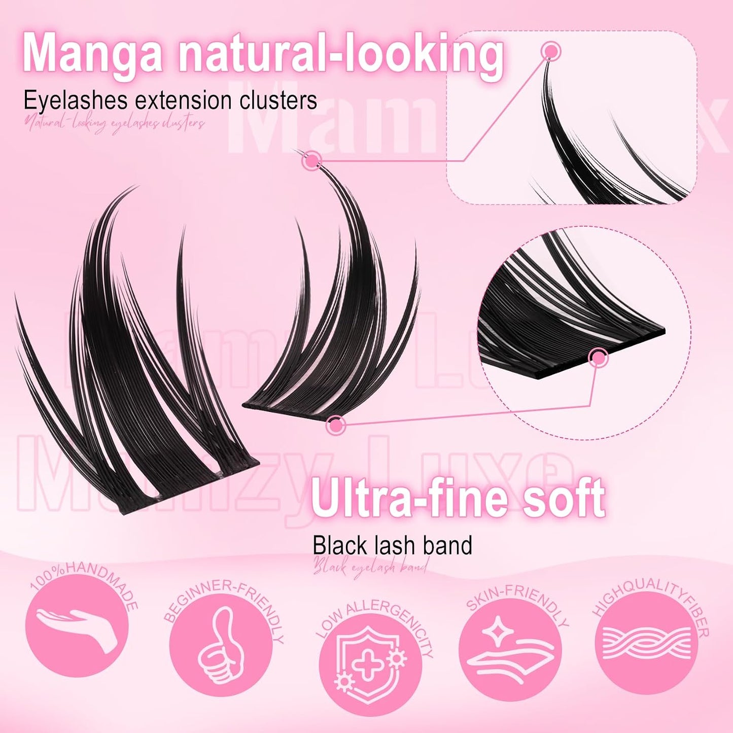 Manga Lash Clusters Kit - Wispy CC-Curly Individual Lashes 10-16MM | DIY Natural Eyelash Extensions with Bond & Tweezers