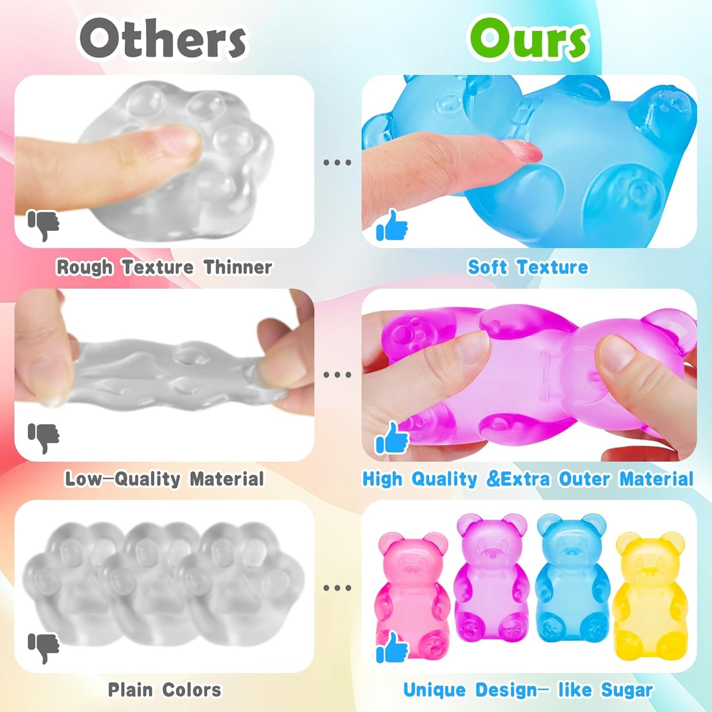 Squishy Stress Cube | Fidget Toy for Kids & Adults - Stretchy Diamond Malt Sugar Ice Cube for Anxiety Relief