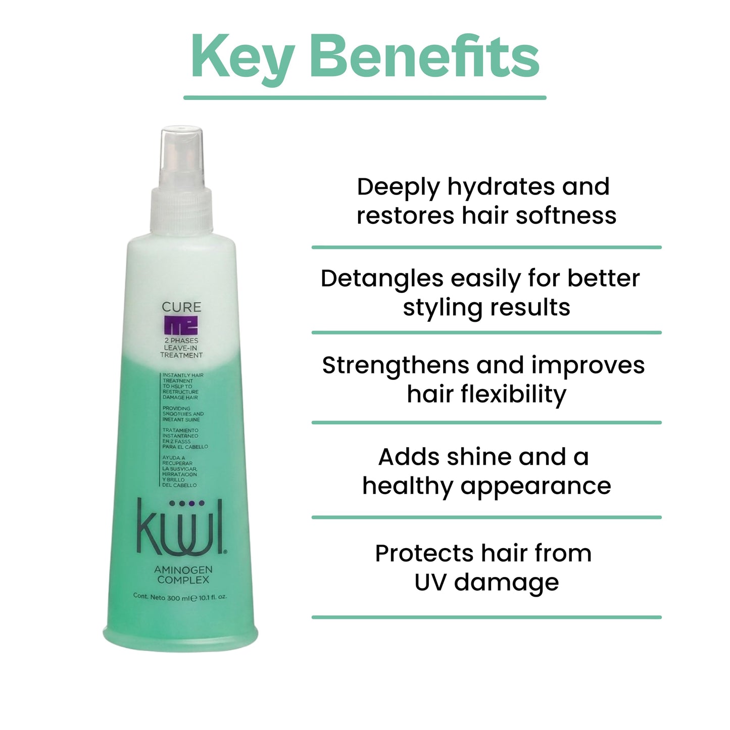 Cure Me 2 Phases Leave-In Treatment Spray – Lightweight Dual Phase Hair Conditioner – Detangling & Daily Hair Care Spray