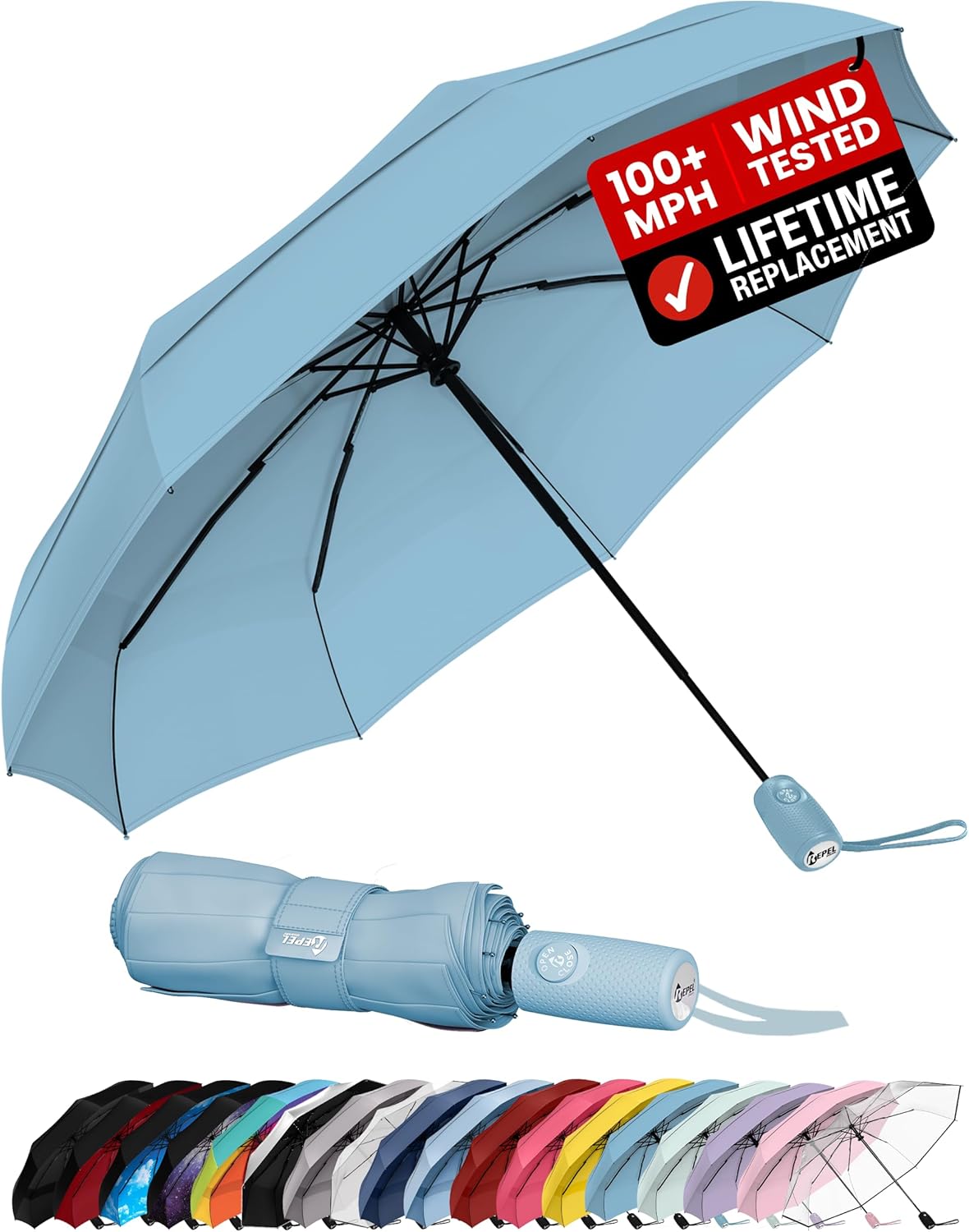 Windproof Travel Umbrella - Compact Auto Folding Design | Withstands 100MPH Winds, Durable & Lightweight for Men & Women
