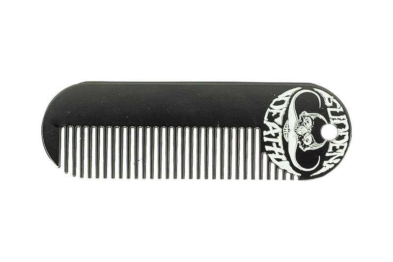Mustache & Beard Comb Or Fine Tooth Moustache Pocket Metal Powder Coated Black Keychain Comb For Men - 3.25 x 1 Inches by Death Grip