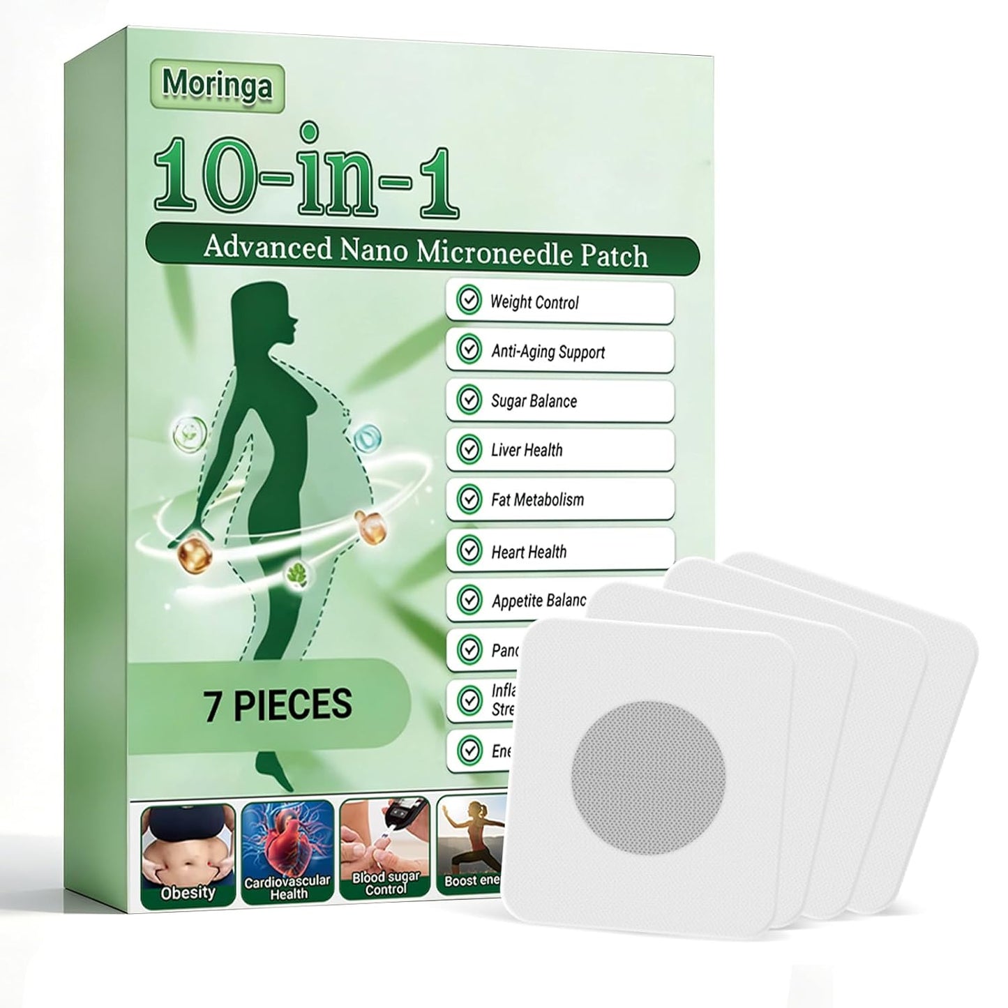 Berberine Patches - 10-in-1 Moringa Nano Microdart Skin Treatment for All Skin Types | Gentle & Non-Irritating