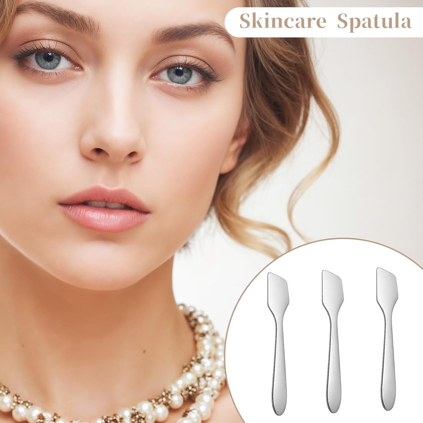 Mini Metal Makeup Spatula Set - 3 Reusable Cosmetic Cream Applicators | Silver Skin Care Tools for Mixing & Sampling