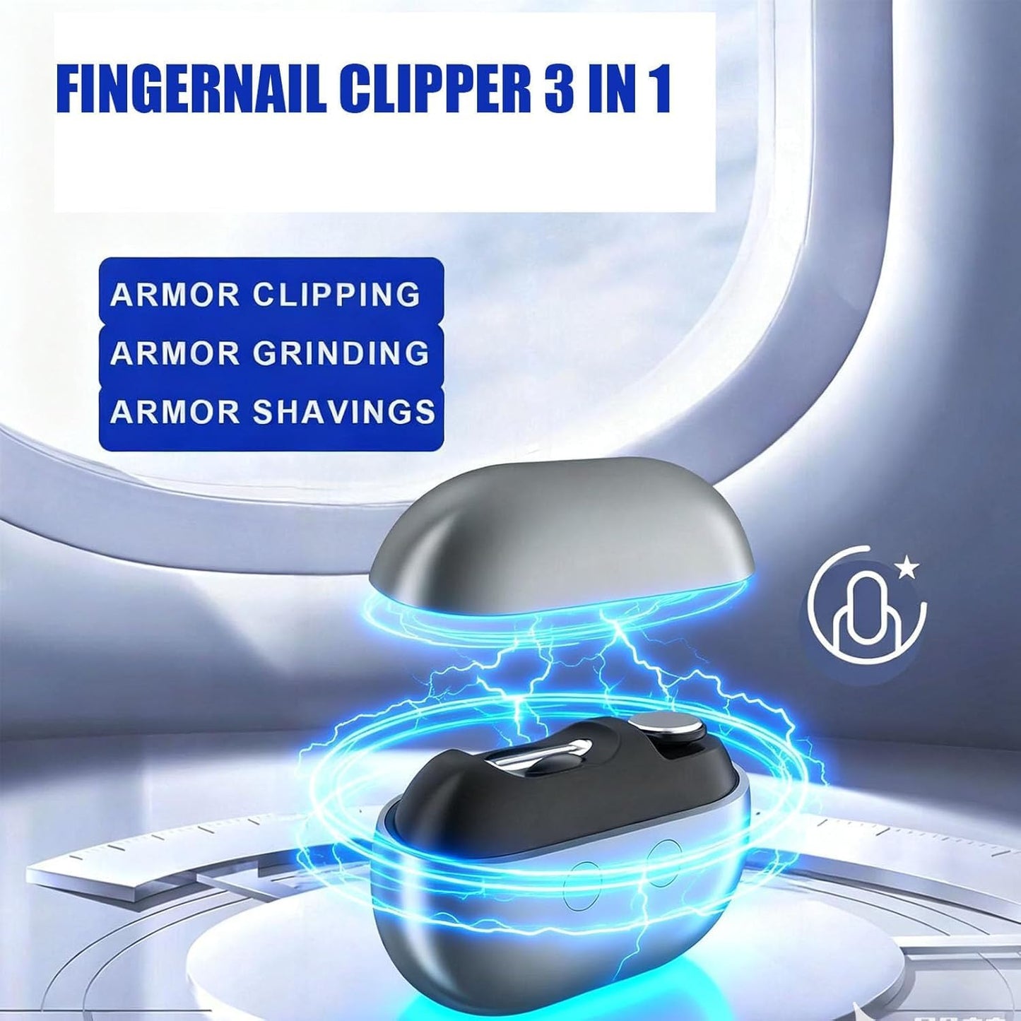 Electric Automatic Nail Clipper - 3-in-1 Fingernail & Toe Nail Trimmer with Light | Black