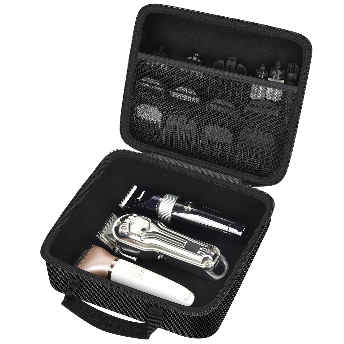 Comecase Barber Case for Hair Clippers and Trimmers, Hair Clipper Storage Bag with Dividers & Mesh Pocket, Portable Barber Travel Holder for Clipper Guards, Charging Cable & Grooming Tools (Bag Only)