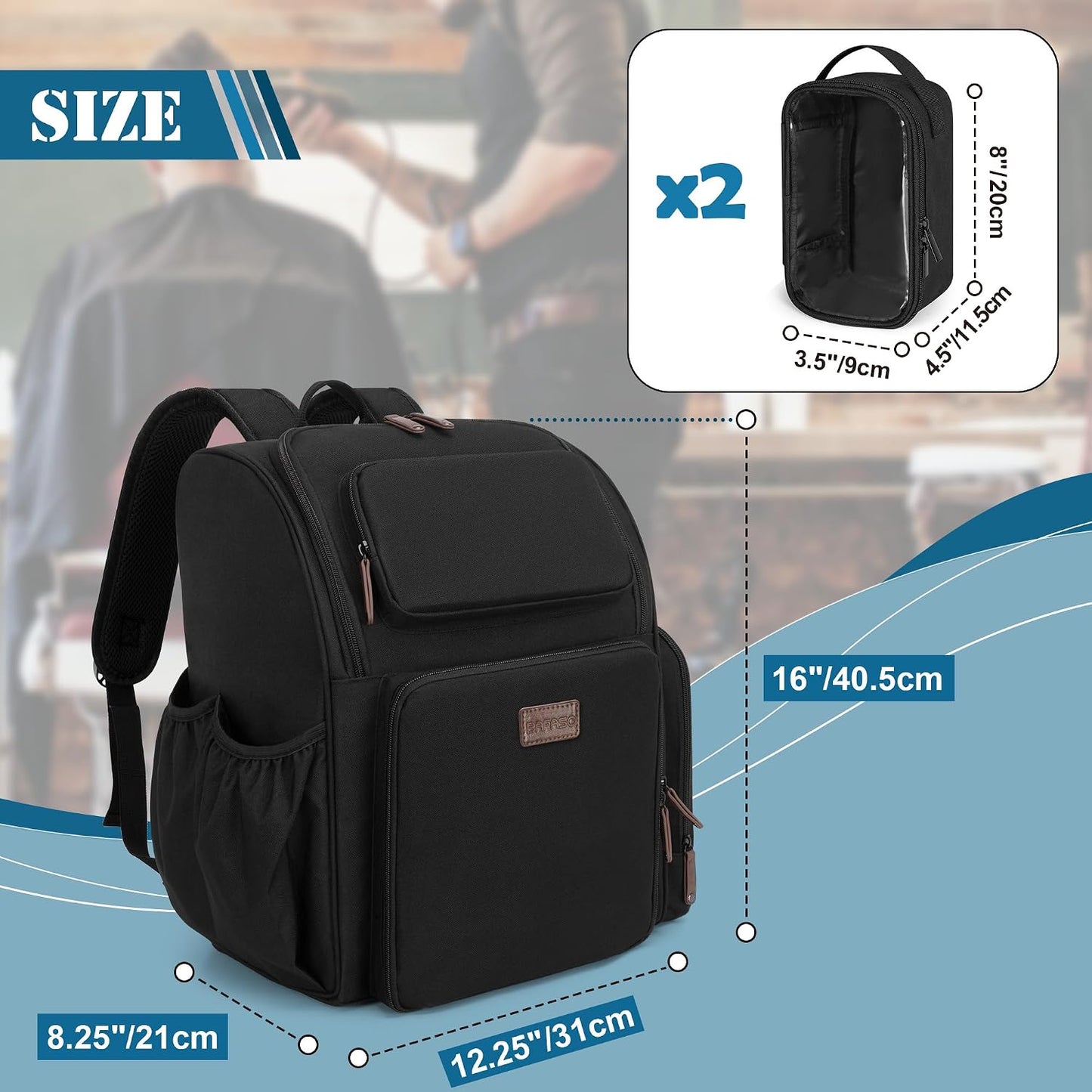 Insulated Barber Case - Large Capacity Hairstylist Bag with Semi-Detachable Divider & 2 Removable Pouches | Black