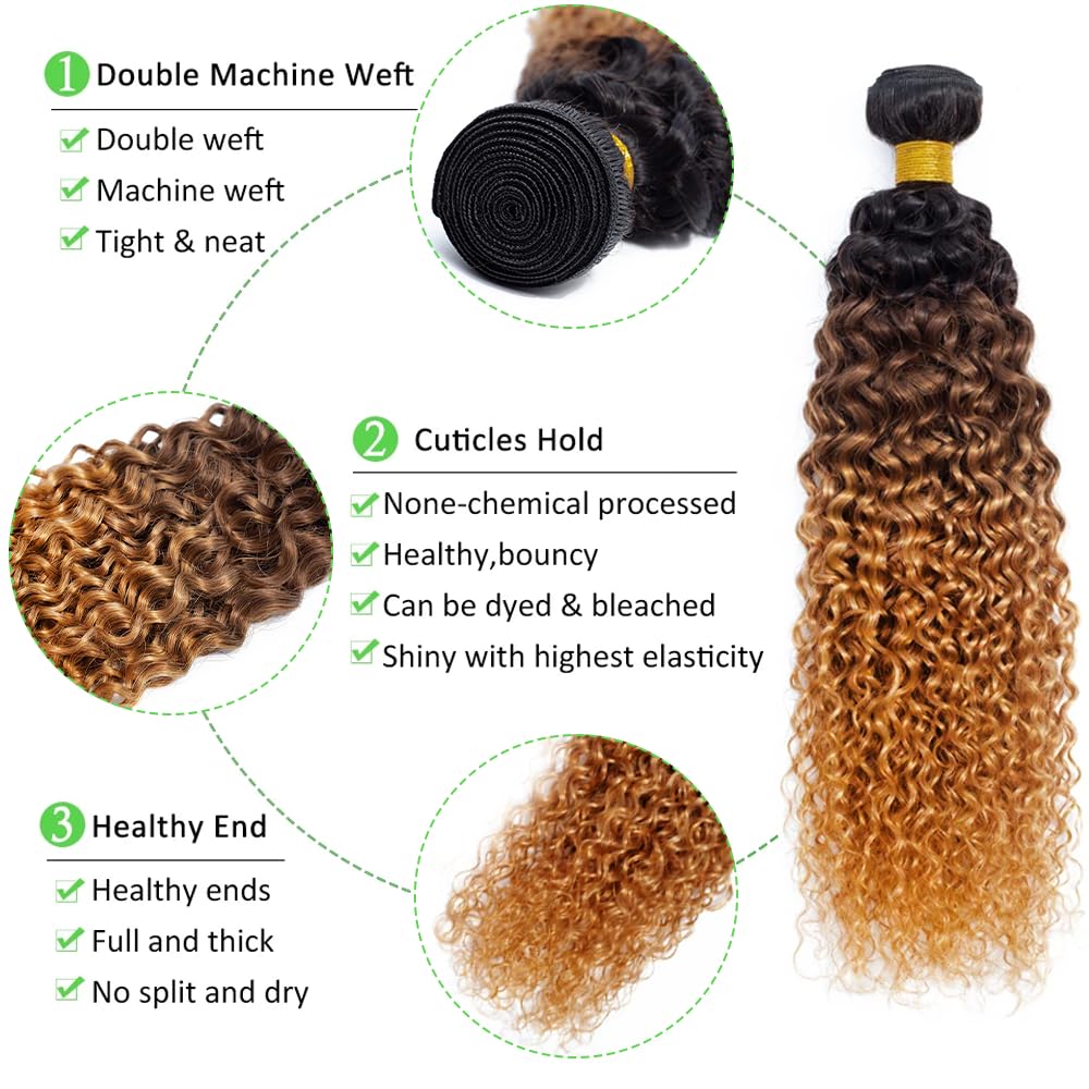 Ombre Brown Water Wave Bundles 1B430 Bundles Human Hair 26 28 30 Inch 8A Garde Brazilian Virgin Hair 3 Bundles Three Tone Black And Color #4 Mixed With Color #30 Human Hair Bundles Hair Weave