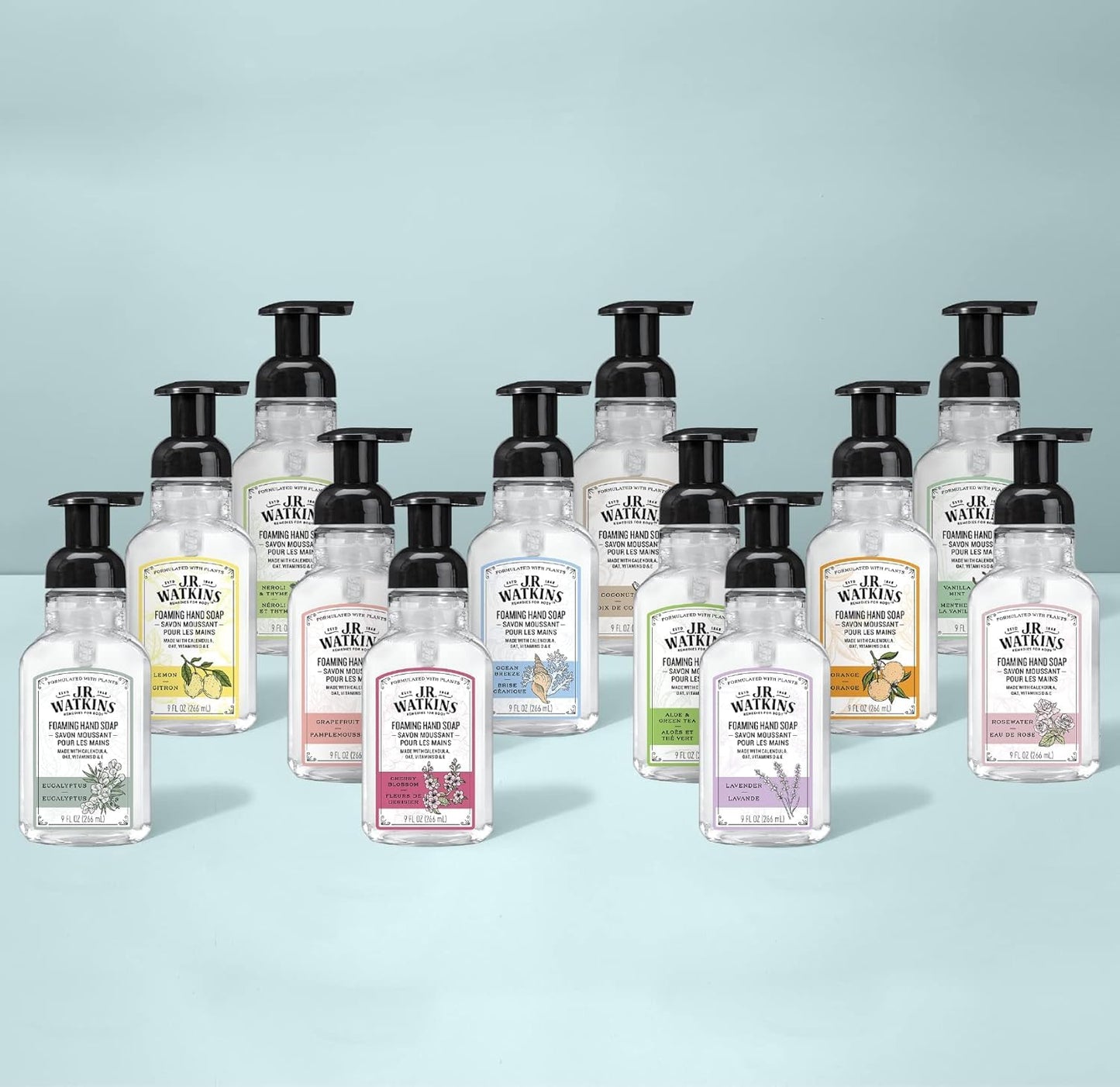 J.R. Watkins Foaming Hand Soap Pump with Dispenser, Moisturizing Hand Soap Foam, Alcohol-Free and Cruelty-Free, Use for Kitchen or Bathroom, Orange, 9 fl oz, 3 Pack