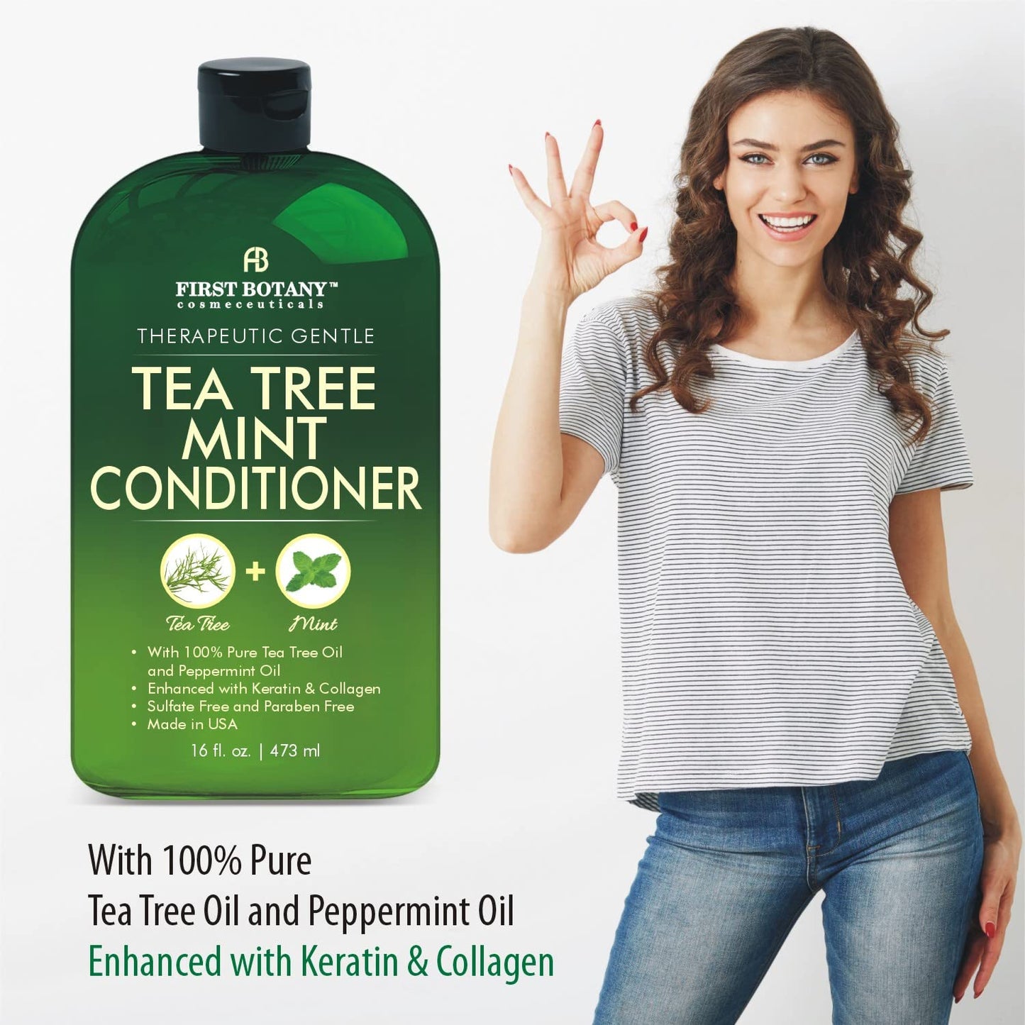 Tea Tree Mint Shampoo & Conditioner Set - Pure Tea Tree & Peppermint Oil for Hair Growth | 16 Fl Oz x 2