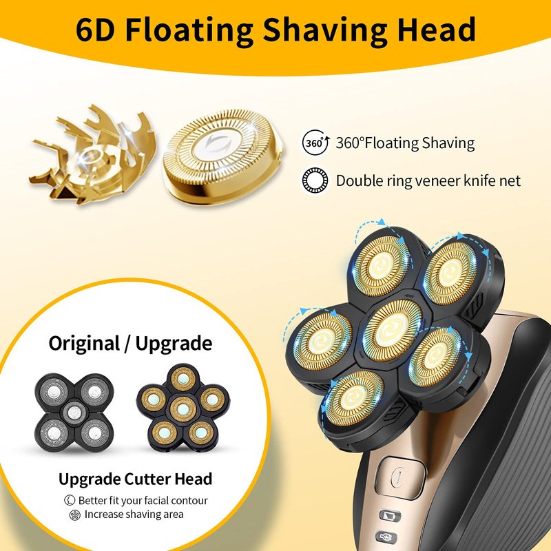 Head Shavers for Men - Upgraded Multifunctional Bald Head Shaver, Waterproof Electric Razor for Men Cordless Rechargeable Shaving Grooming Kit (Gray)