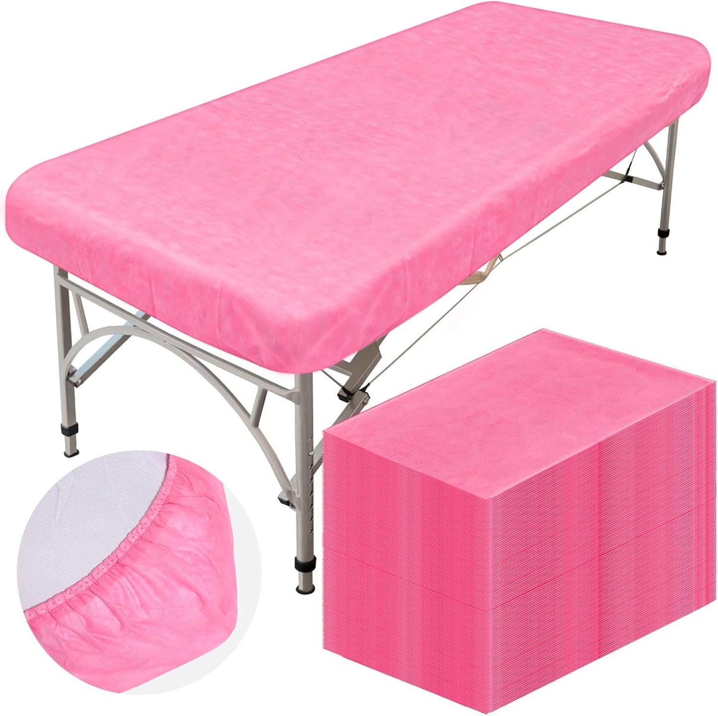 Disposable Fitted Sheets - 50 Pcs Waterproof Oilproof Massage Bed Covers | 39 x 87'' White