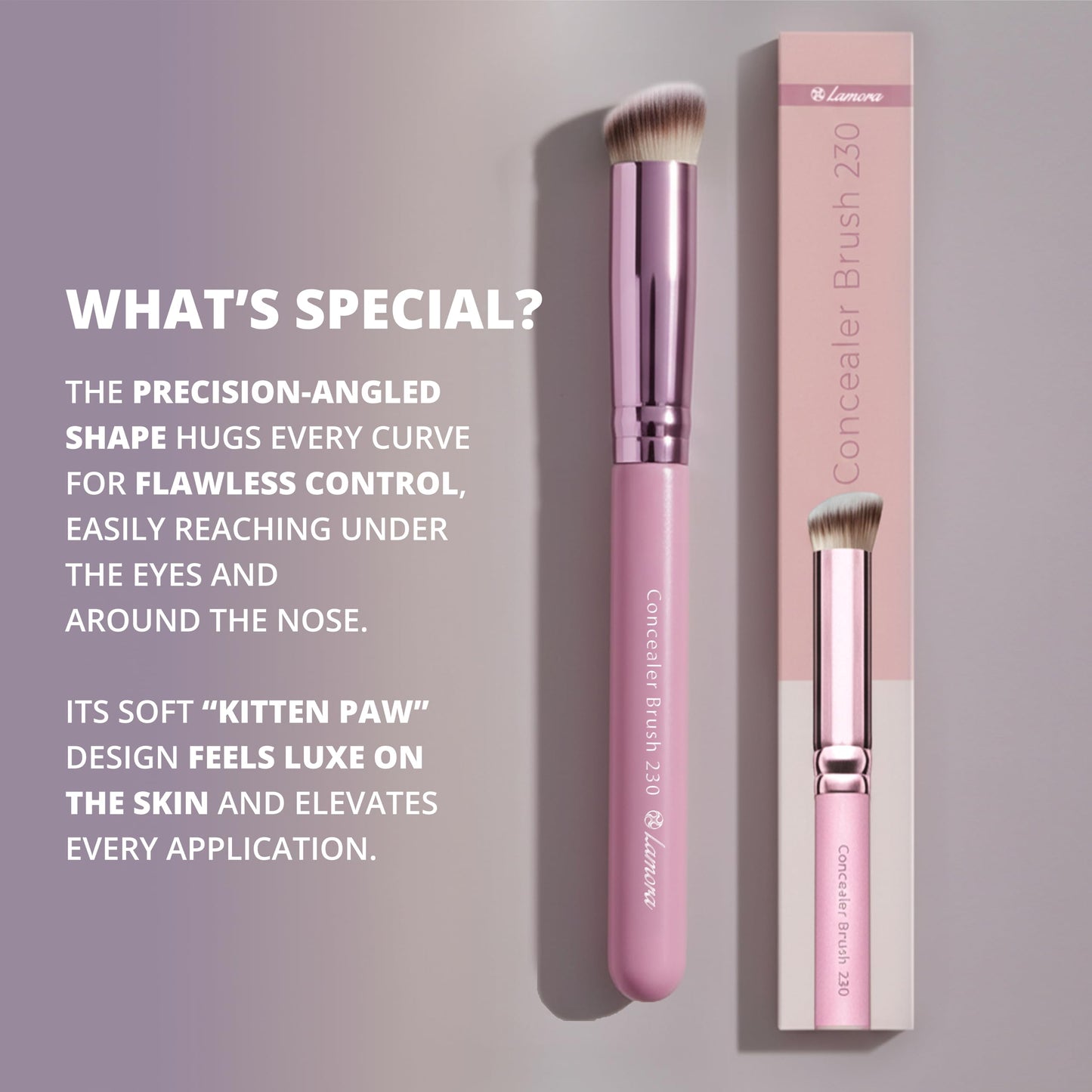 Lamora Concealer Makeup Brush Under Eye - Mini Angled Flat Top Kabuki Nose Contour Brush - Ideal for Concealing Blending Setting Buffing with Powder Liquid Cream Cosmetic - Pro Small Foundation Brush