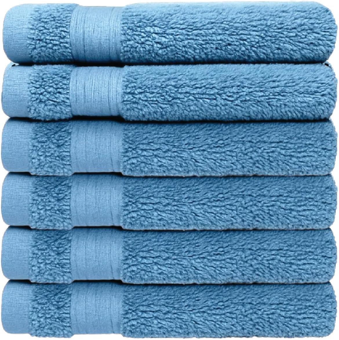 Luxury Cotton Washcloths - Ultra Soft & Super Absorbent Terry Towels | 12x12 MultiPack in China Blue