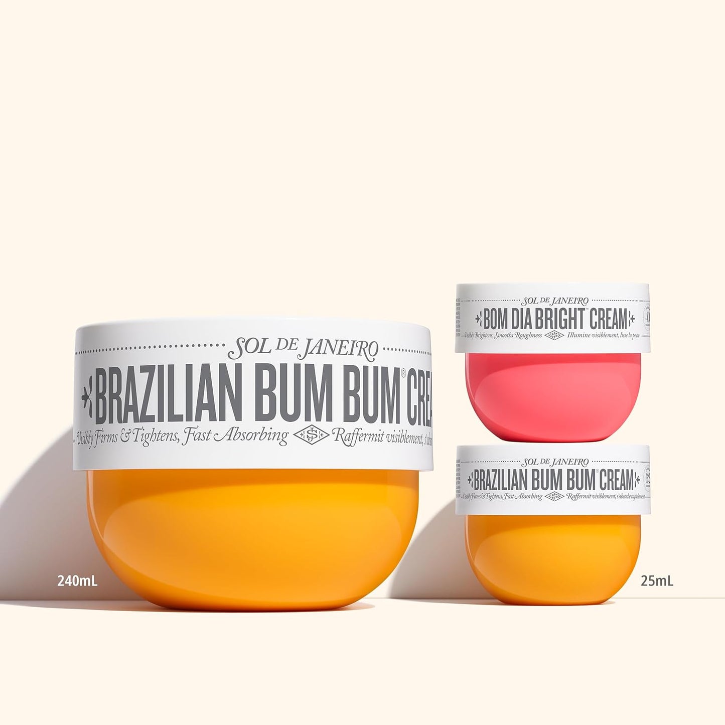 Mini Body Cream Trial Set | Brazilian Bum Bum Cream & Bom Dia Bright Cream - 2 Piece Travel Size 25 mL