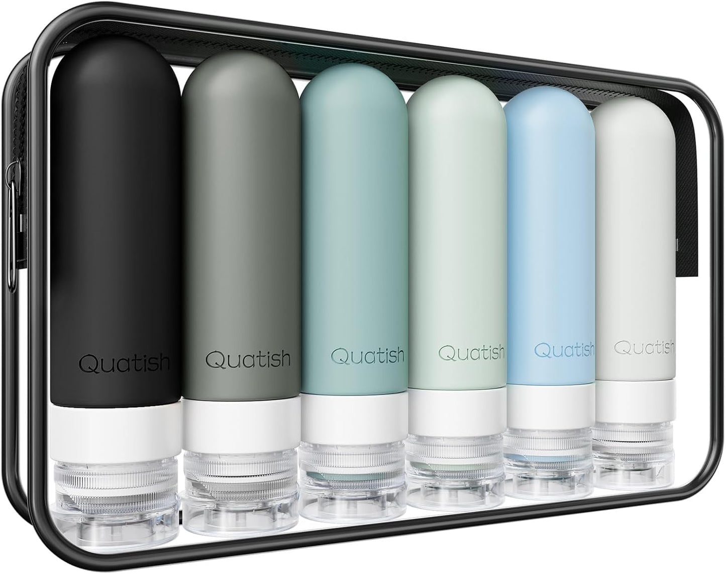 Travel Bottles for Toiletries - 6 Pack Leakproof TSA Approved 3 oz Silicone Containers | BPA Free, Black