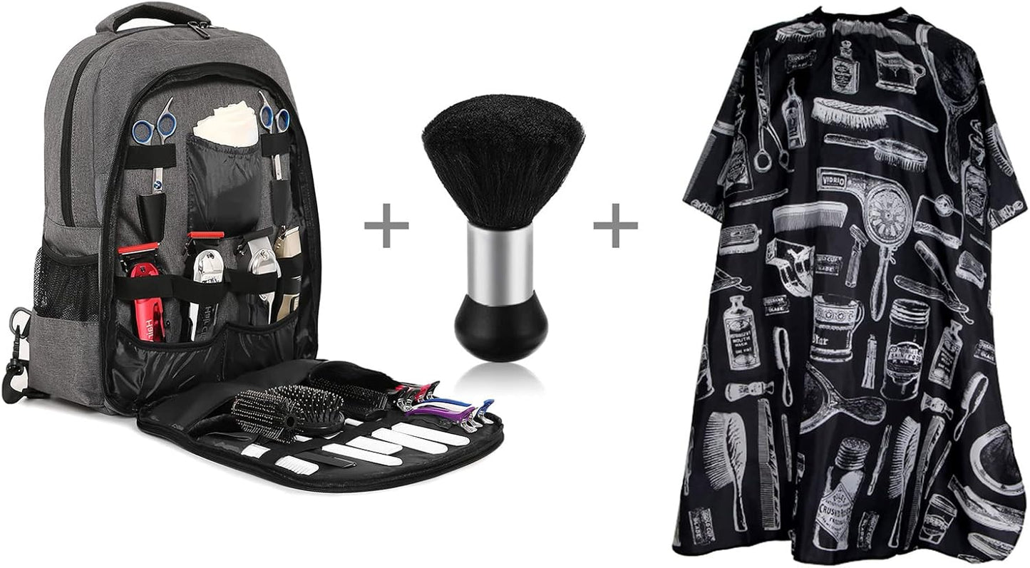 Professional Barber Supplies Backpack - Large Capacity Hair Cutting Tools Bag | Gray, Three Layer Design