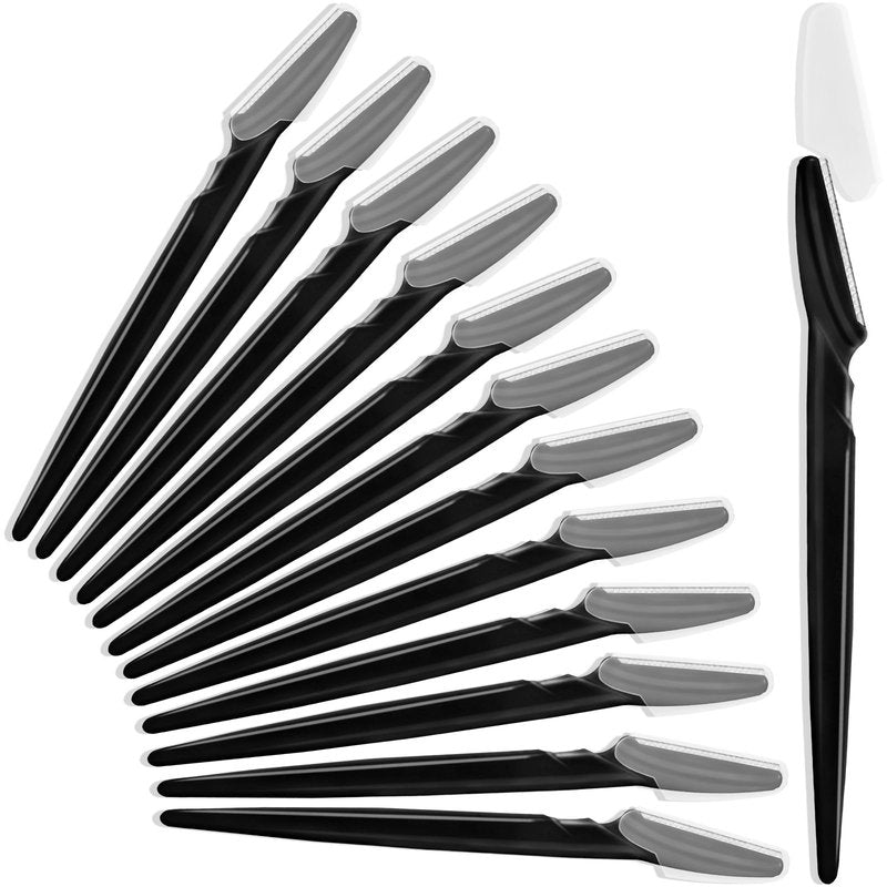 HFATMOS 12 Pcs Eyebrow Razors, Face Razors Multipurpose, Exfoliating Dermaplaning Tools, Eyebrow Trimmers Shaver with Protective Cover, Facial Hair Removal for Women Men Body Use