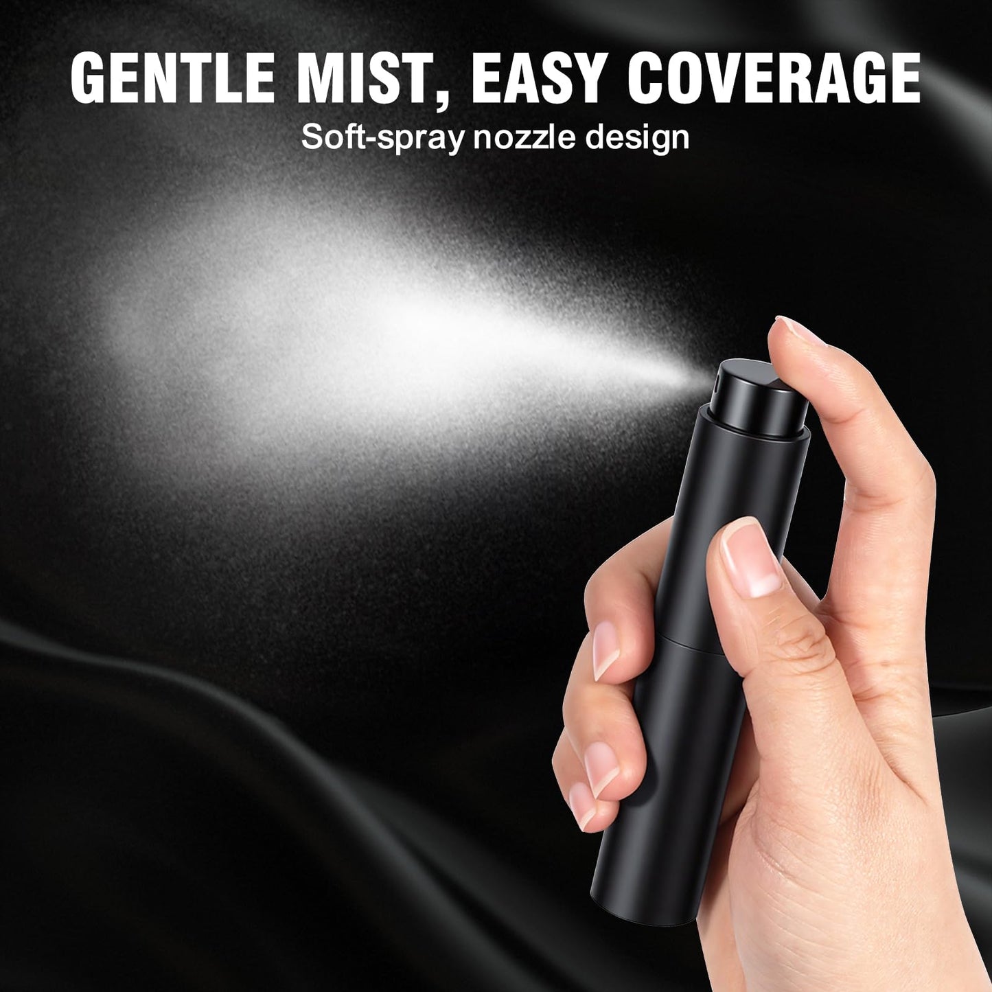 Sonfon 10ml Refillable Travel Perfume Spray Bottle - Portable Cologne Atomizer with 3 Transfer Tools, Leak-Proof - Travel Essentials for Men & Women, Matte Black