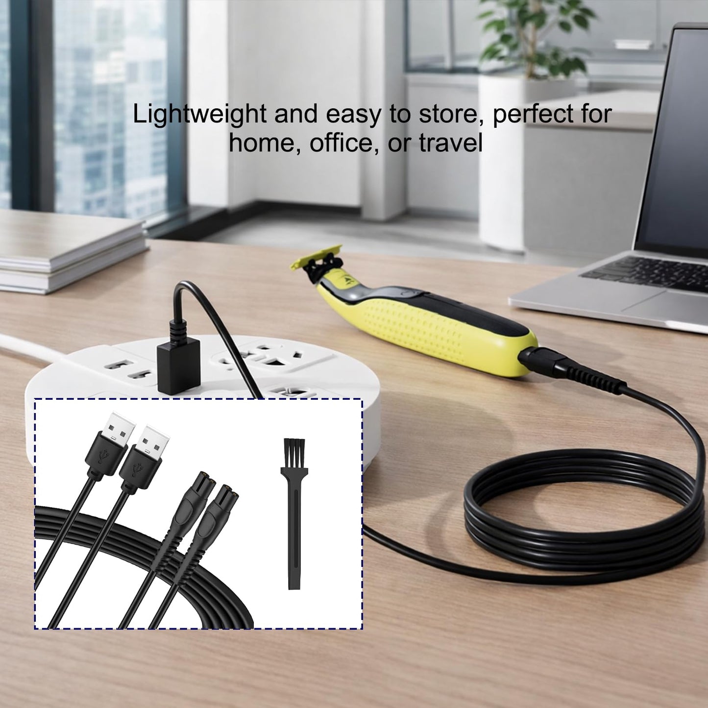 AZJCKEW 5V USB Charger Cable Compatible with for Philips Norelco One Blade 360 Newer Model QP2834 QP2724 MG9525 MG9510 QP1324 QP1424 QP1924 QP4530 One Blade Series Electric Shaver Razor, Brush+2-Pack