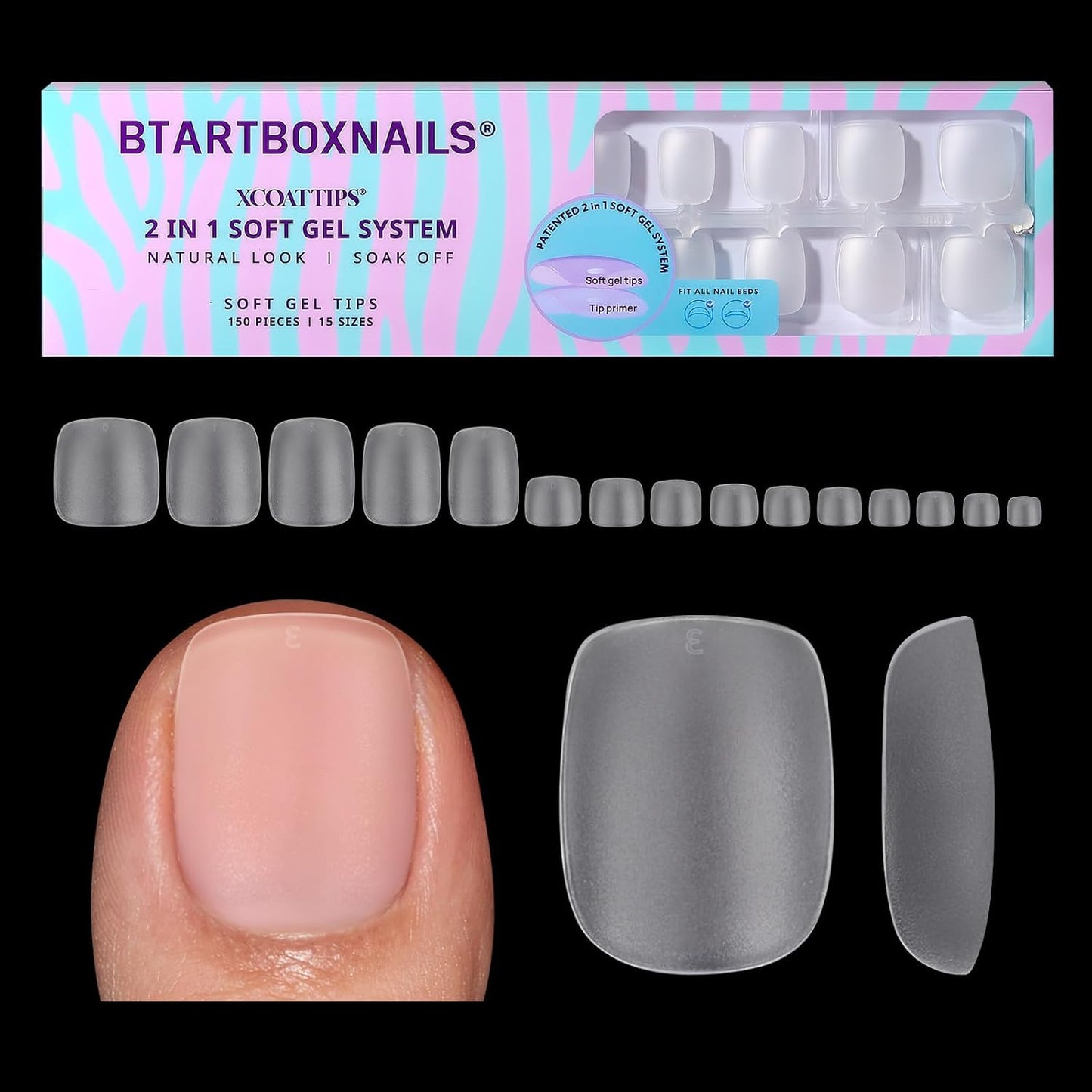 BTArtbox Press-On Nails - 5 Shades of Nude Long Stiletto | 16 Sizes for Easy Application & 4-Week Wear