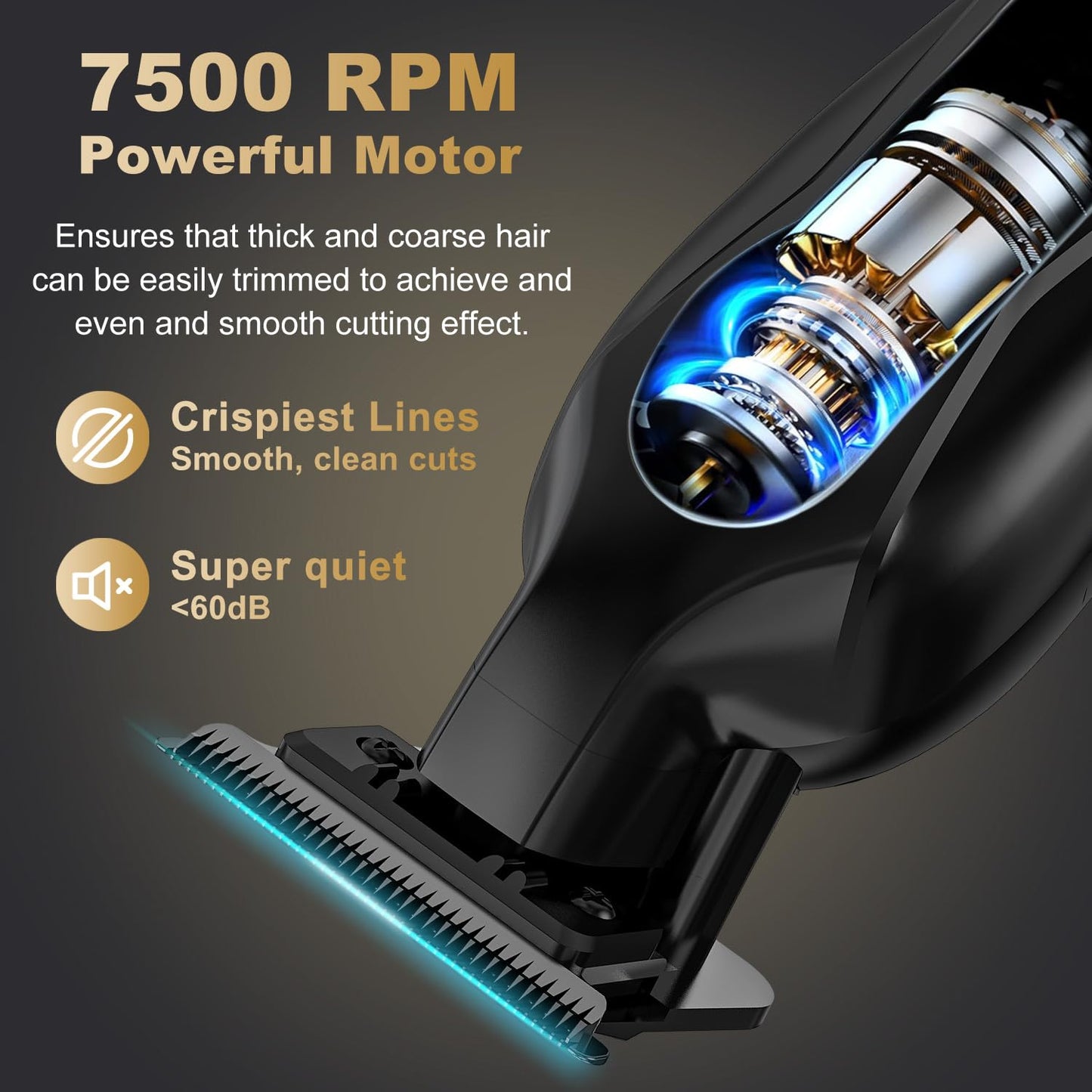 ciwellu Hair Trimmer for Men, Professional Barber Liner & Beard Trimmer with Zero-Gap T-Blade Clippers,USB-C Fast Charge with 7 Guards for Hair/Body