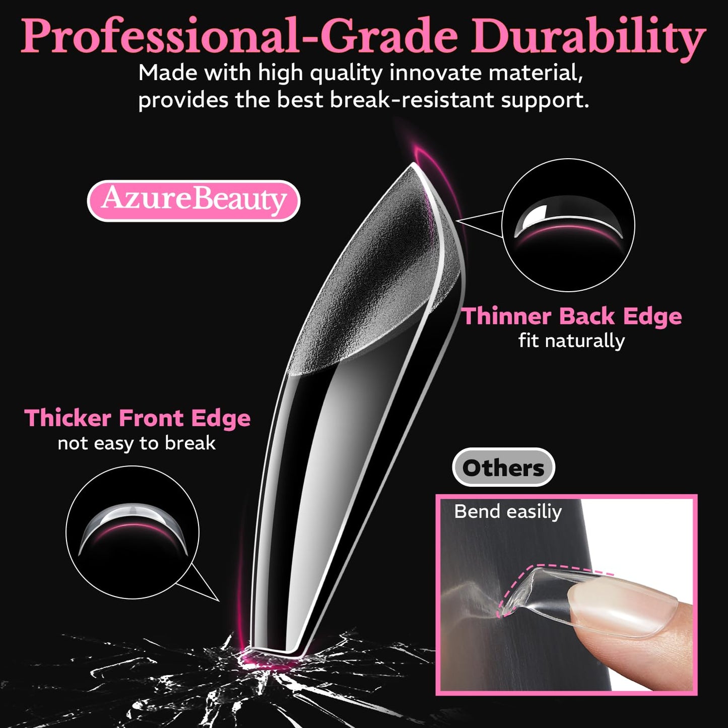 Short Square Nail Tips - 600pcs Pre-Etched Soft Gel Acrylic Fake Nails | Half Matte Full Cover for DIY Manicure