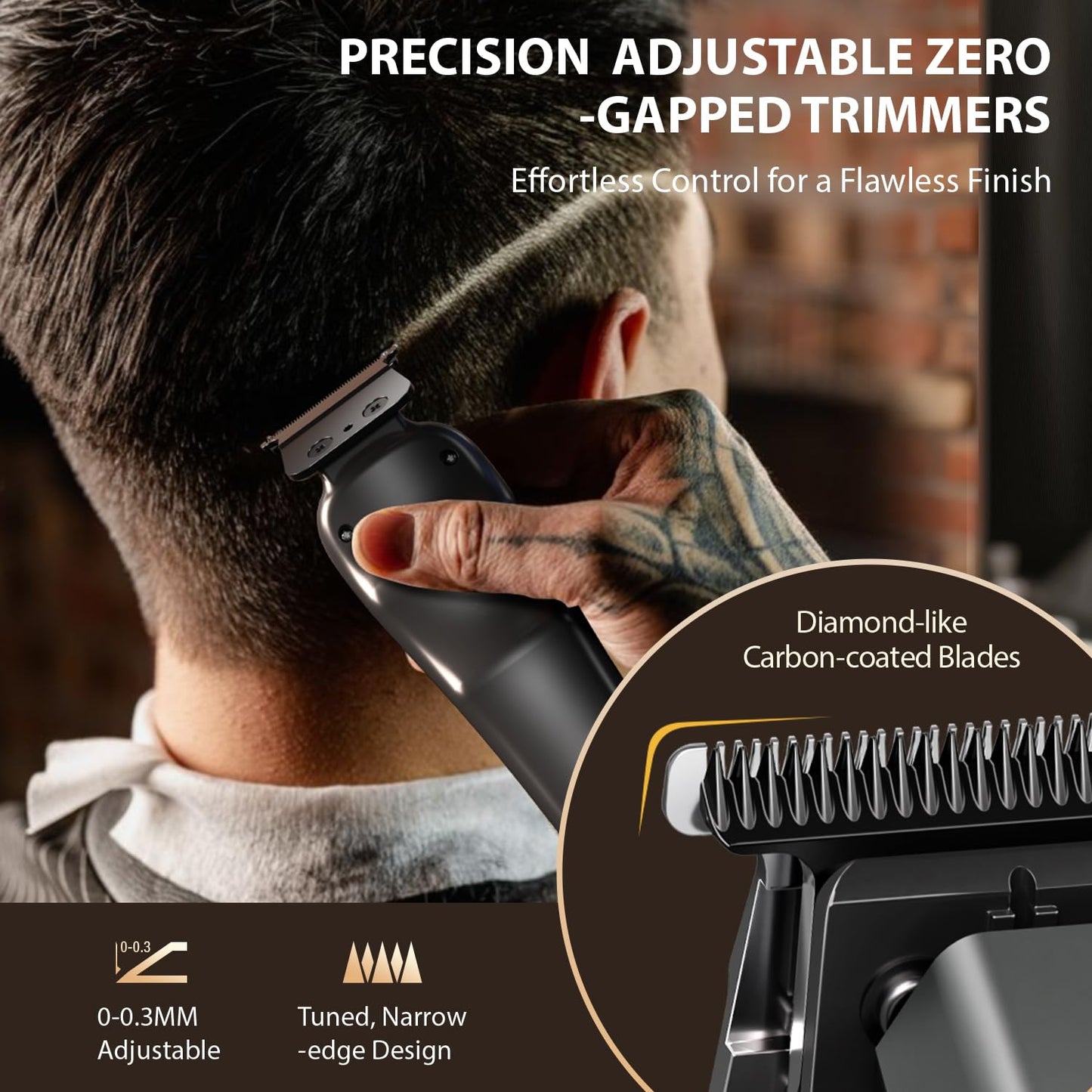 SUPRENT StormGray Professional Hair Clippers for Men - Cordless Barber Clippers & Zero-gapped Trimmer Set, Haircutting Kit with High Performance Motor, Blue Titanium-Coated Blades, Charging Stands