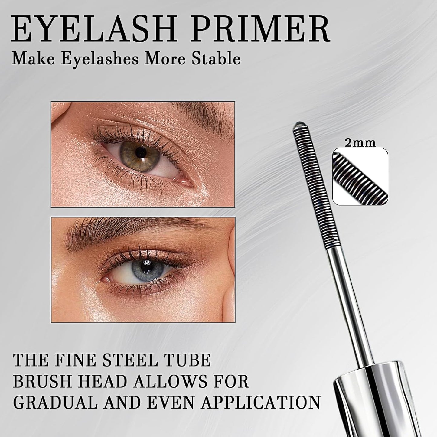 Iron Wand Mascara - Black Metal Curling Mascara with Added Fiber | Long-Lasting, Washable, Slim Volume