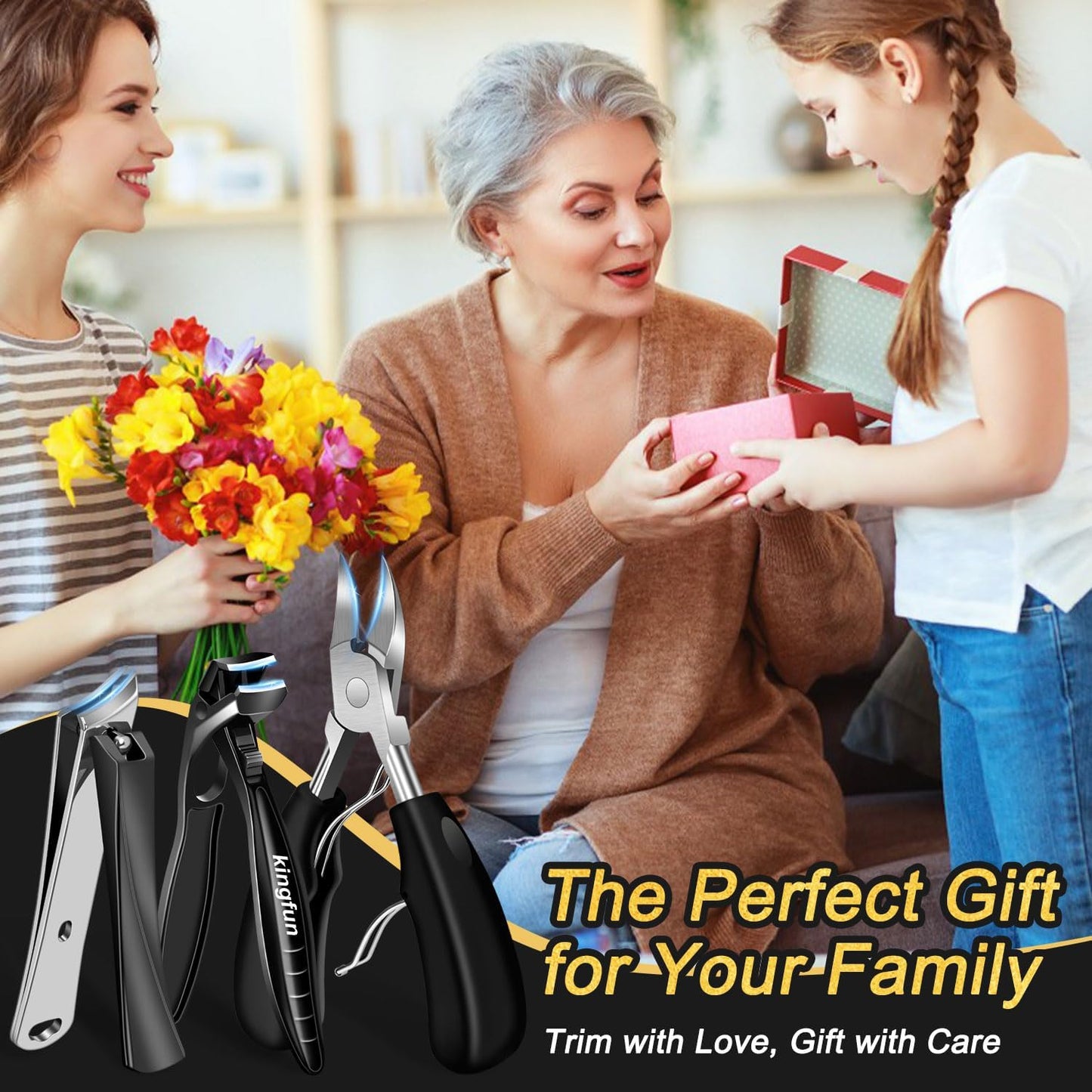 Toenail Clippers for Thick Nails - Heavy Duty Ingrown Toenail Clippers for Seniors | 5-Piece Set
