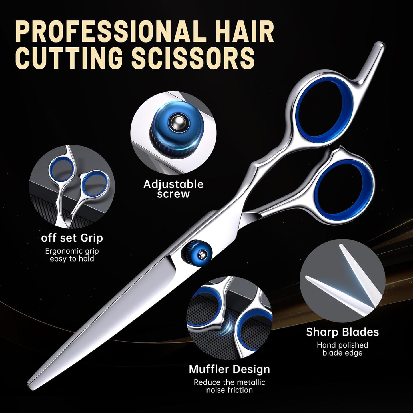 Professional Hair Cutting Scissors Set - Stainless Steel Barber Shears & Thinning Shears for Men, Women & Kids | LFJ1234