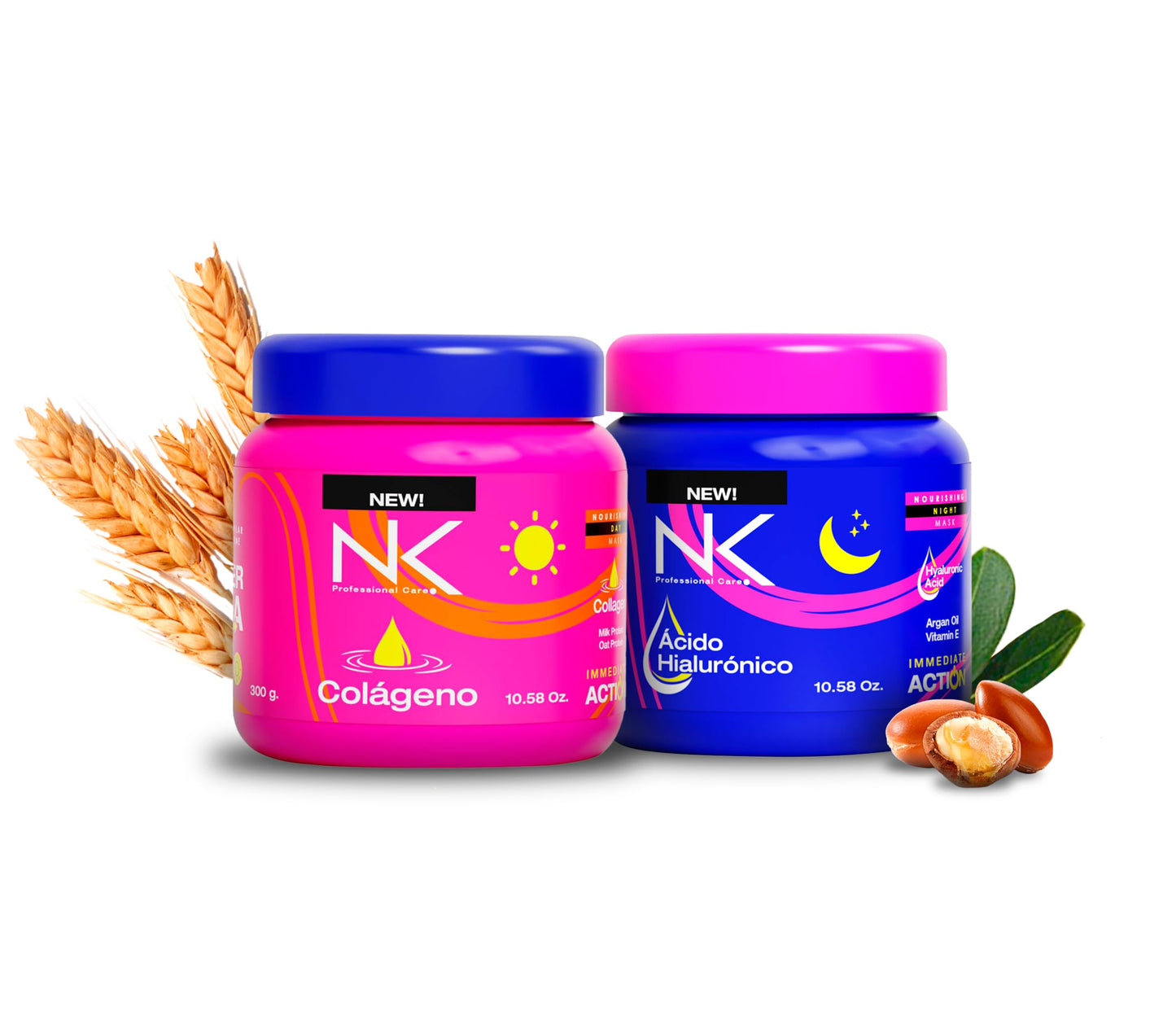 NK Professional Care. Complete Hair Straightening Treatment, Kit Steps 1,2,3,4,5. Hair Surgery with keratin, post-treatment, shampoo , Hair Mask Collagen & hyaluronic acid and Styling Oil. (15oz)