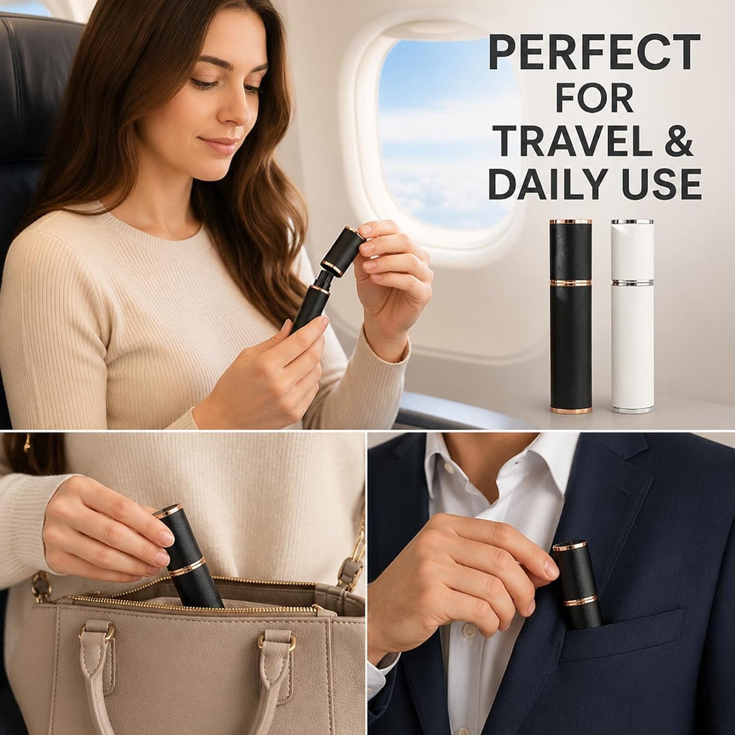 Refillable Travel Perfume Bottle Set - 2pcs 10ml Atomizer Spray Bottles | Portable Fragrance Dispenser for On-the-Go Use