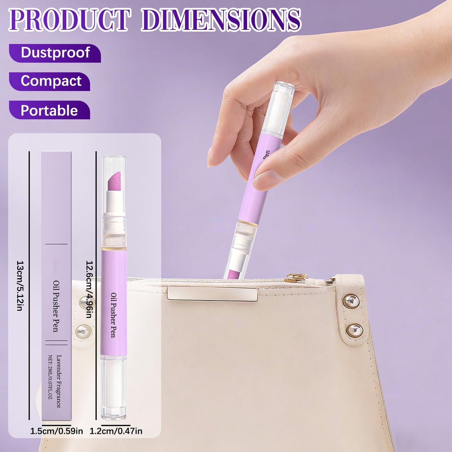 2-in-1 Cuticle Pusher & Oil Pen Set - Portable Nail Care Tools for Dry, Damaged Nails | Moisturizes & Strengthens