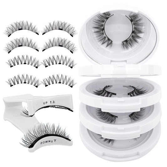 4 Pairs Magnetic Eyelashes Natural Look Kit False Eyelashes No Glue Needed - Reusable False Eyelashes Soft Magnetic Eyelashes Easy to Wear and Remove Use at Home（Four pairs-Y1+Y3）