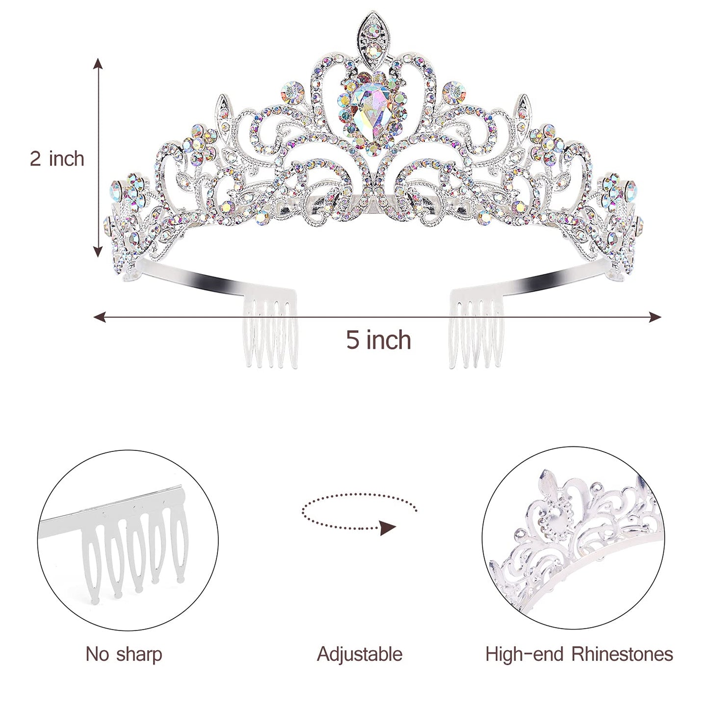 Velscrun Birthday Queen Tiaras Crown for Women, Girls Princess Crowns for Women, Queen Tiara for Mom, Silver Birth Crown Headband Birth Sash, 30th 40th 50th Birthday Prom Party Decorations for Mother