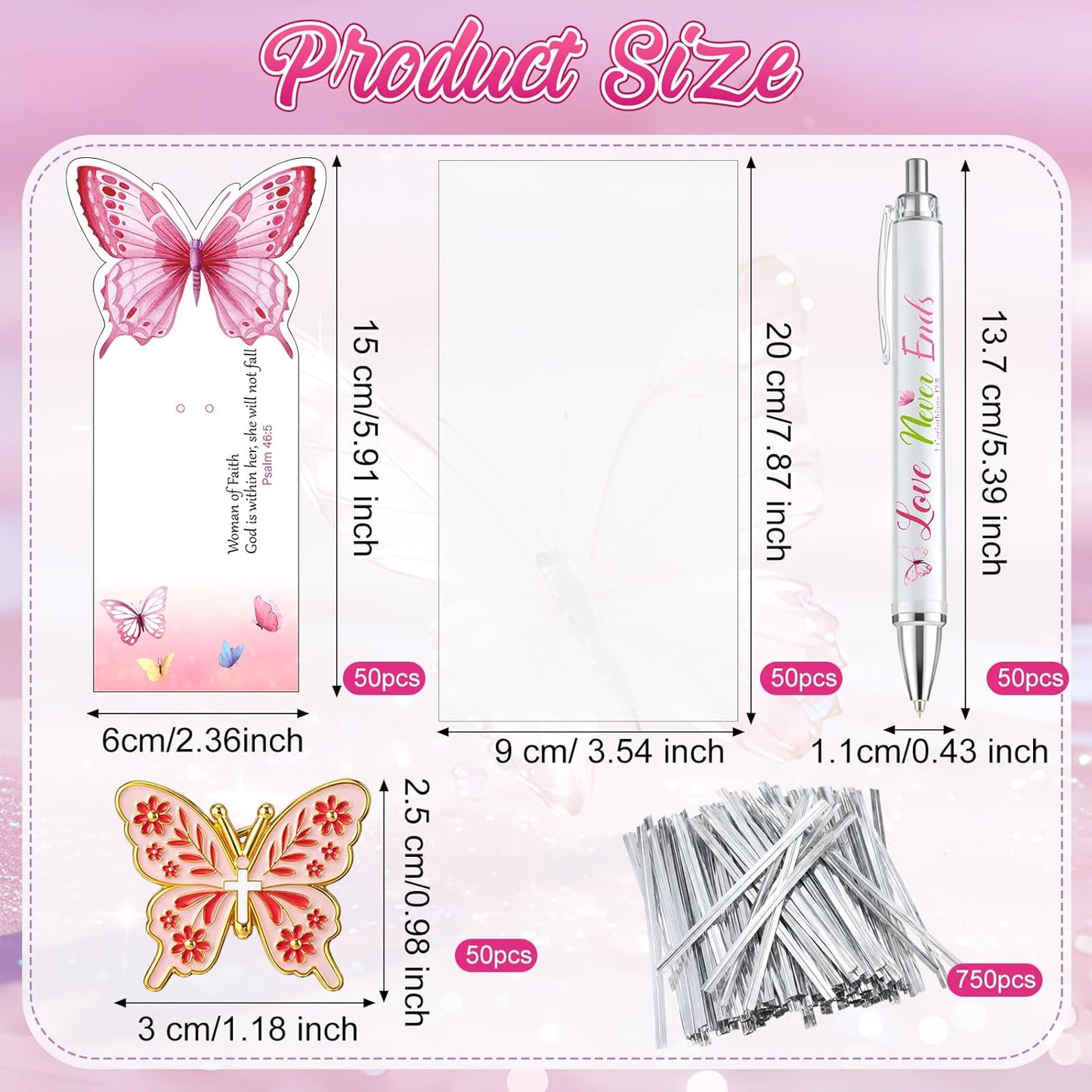 Christian Gifts for Women of Faith - 25 Set with Butterfly Pins, Pens, Cards & Bags | Bible Verse Party Favors