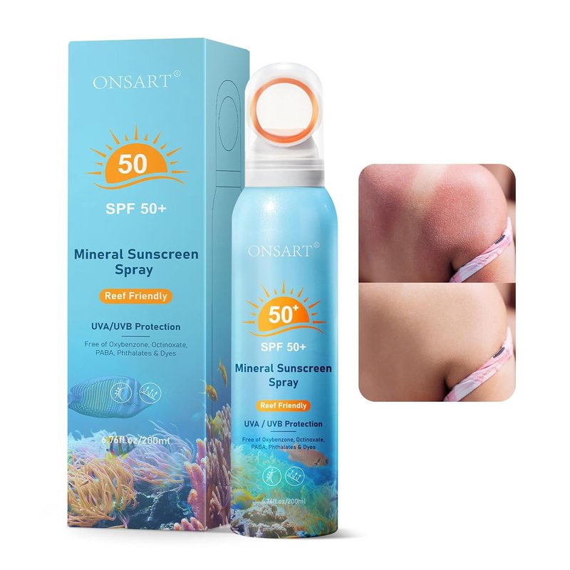 Reef Safe Sunscreen Spray SPF 50 - Zinc Oxide Mineral Protection | Lightweight, Water-Resistant, 6.76oz/200ml