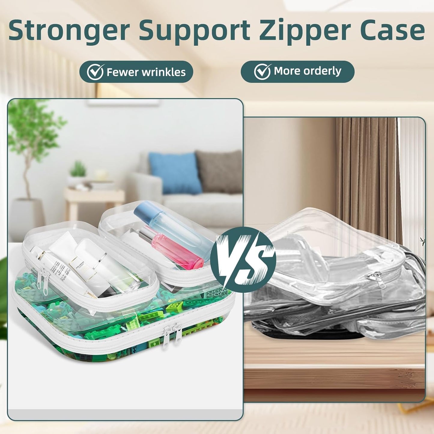 Clear Hard Shell Zipper Cases - Durable Plastic Pencil Storage Pouches | 3-Pack Small & Medium Sizes