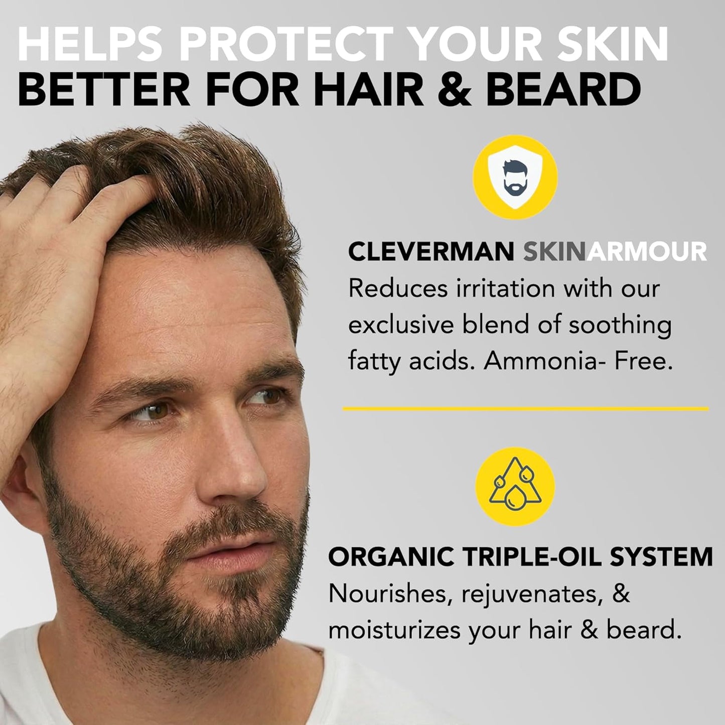 Reusable Hair & Beard Dye for Men - Medium Brown | Natural Gray Coverage, No-Drip Cream, Up to 5 Uses