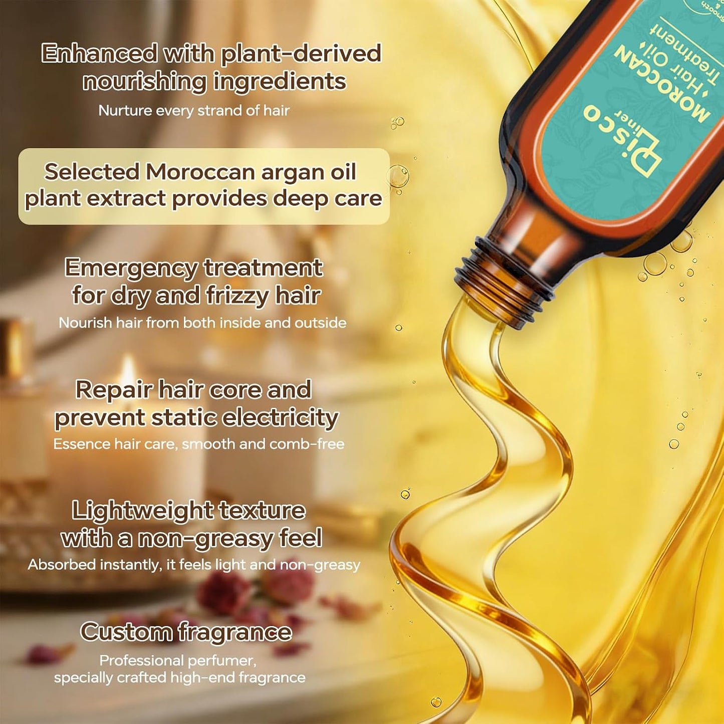 Luxury Moroccan Hair Oil - Hydrating Treatment for Dry, Frizzy Hair & Split Ends | 1000ml